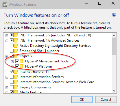 Hyper-V Windows Features