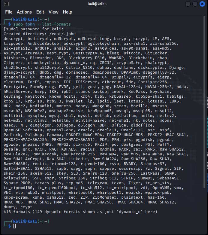 John the Ripper List Formats