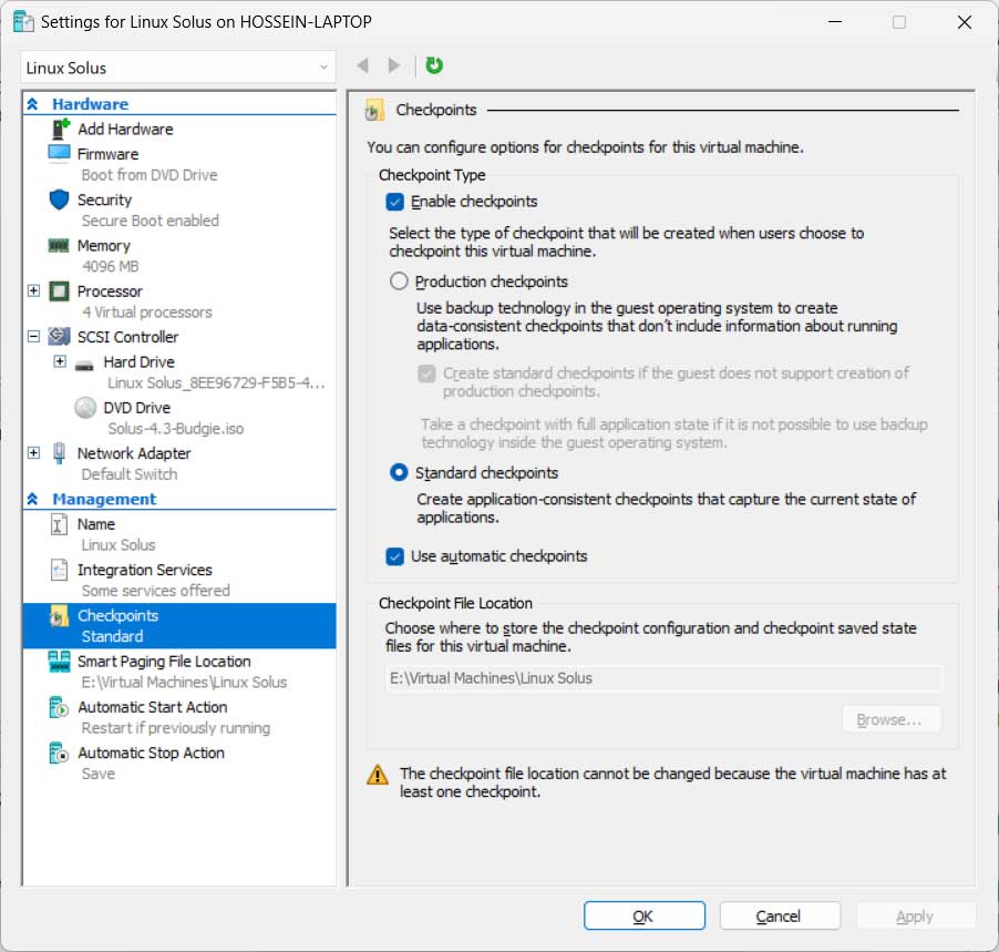 چک پوینت Hyper-V